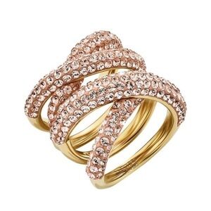 Atelier Swarovski Tigris ring in golden pinkish shade crystals. Size 55.